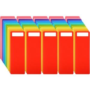 TaoBary 60 Pcs Library Book Dividers with Stickers 4 x 12 Inch Library Shelf Marker Assorted Color Comic Book Markers Plastic Dividers to Organize Home Teaching Supplies, 12 Colors