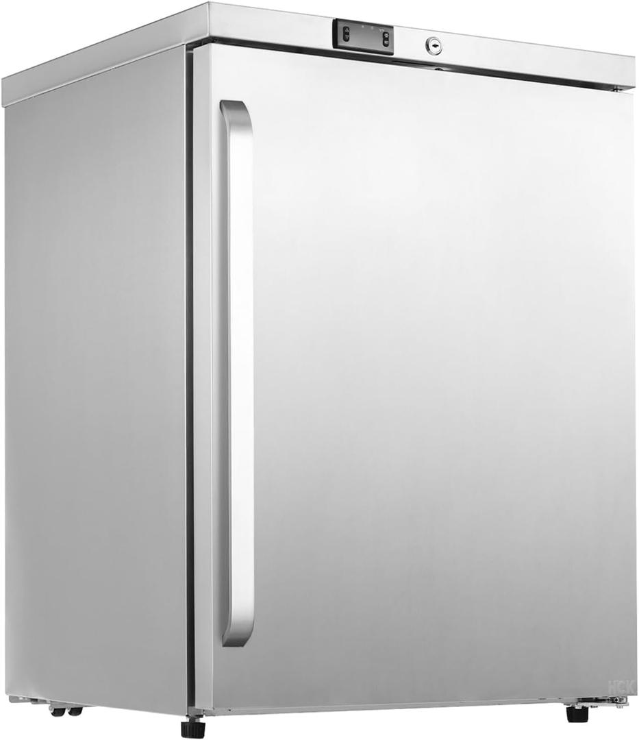 HCK Freezer, Undercounter Refrigerator with Stainless Steel Body, Electronic Temperature Control, Lockable Door, 3 Movable Baskets, Built Design for Home and Commercial Use,-11.2F to 3.2, 4.1 Cu.ft.