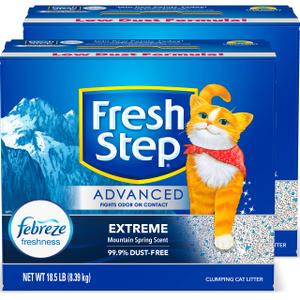 Fresh Step Clumping Cat Litter, Advanced, Extreme Mountain Spring Odor Control, Extra Large, 37 Pounds Total & Clumping Cat Litter, Mfg Date: 11/2025