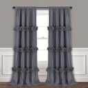 Homechoice Decor Thermal Insulated Blackout Window Curtains, 54" W x 84" L x 2 Panels, Boho Ruched Window Treatments with 3 Rows of Butterfly Flowers, Rustic Rod Pocket Drapes for Room, Gray (LQ-30)