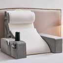 Reading Pillow for Sitting in Bed Adult, Back Pillow for Bed Sitting up with Arms, Pockets and Cup holder, Sit Up Backrest Pillows for Beds Chair Support, Rest Pillow for Gaming (Light gray, 5PCS)