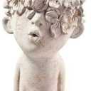 Abbott Collection Aphrodite Head Planter – Large Indoor and Outdoor Planter Pots  Whimsical Woman Statue Head Planter for Flowers and Succulents (Grey/Gold, 10" Tall, 4.5" Opening)
