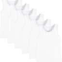 6-Pack Girls and Toddlers' Tank Tops Racerback Sleeveless Undershirts Girls Dance Tops (9-10 Years, White)