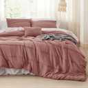 Bedsure King Comforter Set - 4 Pieces Pinch Pleat Bed Set, Dusty Pink Boho Bedding for All Season, 1 Soft Comforter, 2 Pillowcases, 1 Decorative Pillow