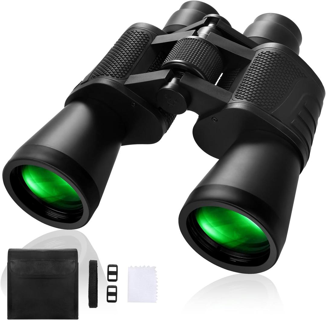 10x50 High Powered Binoculars for Adults - Large View Waterproof Binoculars with Low Light Vision BAK-4 Prism FMC Lens for Bird Watching Hunting, Football Games Travel Stargazing Cruise, Black