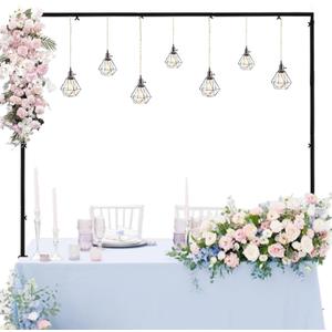 Over The Table Rod Stand with Clamps Metal Table Arch, Adjustable 13''-42'' Tall, 29''-98'' Length, Ideal for Birthday Wedding Party Baby Shower Anniversary Halloween Christmas DecorationBlack