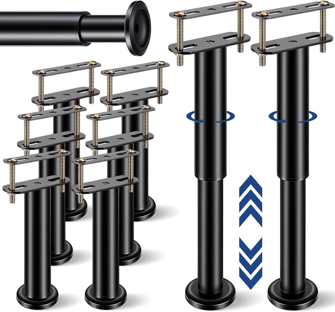 6Pcs Adjustable Height Bed Support Legs, Heavy Duty Bed Frame Support Legs,7.08-12.2 Inch for Duty,Wooden,King,Queen Beds Frame, Slats, Furniture