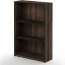 Furinno JAYA Book Shelf, 3-Tier Bookshelf, Bookcase with Adjustable Shelves, 9.5 x 24.5 x 40.3, for Organization and Storage, for Living Room, Bedroom, Home Office, Columbia Walnut