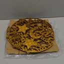 2 Pieces Eid Mubarak Door Sign Wooden Hanging Signs, Ramadan Kareem Hollow Ornament Decorations Moon and Stars, Moon Shape Ramadan Mubarak Party Wood Wall Hanger for Islamic Muslim Home Decor (Large, Gold House)