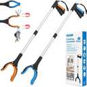 34" Grabber Reacher Tool, 2-Pack Foldable Reacher Grabber Pickup Tool with 360° Rotating Jaw & Magnets, Grabber Tool Heavy Duty