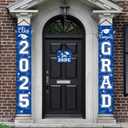Moukeren 3 Pieces 2025 Graduation Party Decorations Graduation Porch Sign Class of 2025 Grad Hanging Porch Banner Backdrop Door Sign for Grad Party Home Door Wall Decor(Blue)