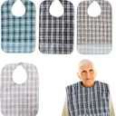 Moodmoon Adult Bibs,3 Pack Unisex Adult Bibs for Elderly Women Men, Waterproof Bib for Eating,Adjustable Waterproof Reusable
