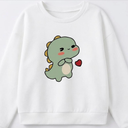 Verdusa Girl's Cute Cartoon Crew Neck Sweatshirts Long Sleeve Pullover Tops (White & Green) 9Years