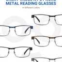 JOLISU 5PCS Reading Glasses Men - Blue Light Blocking Computer Metal Thin Frame Readers For Mens/Women, +2.00