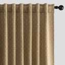 MIULEE Decorative Back Tab Linen Curtains with Geometric Pattern for Living Room Bedroom Farmhouse Rustic Thick Woven Textured Patterned Mudcloth Drapes 84 Inches Long 2 Panels Set, Khaki