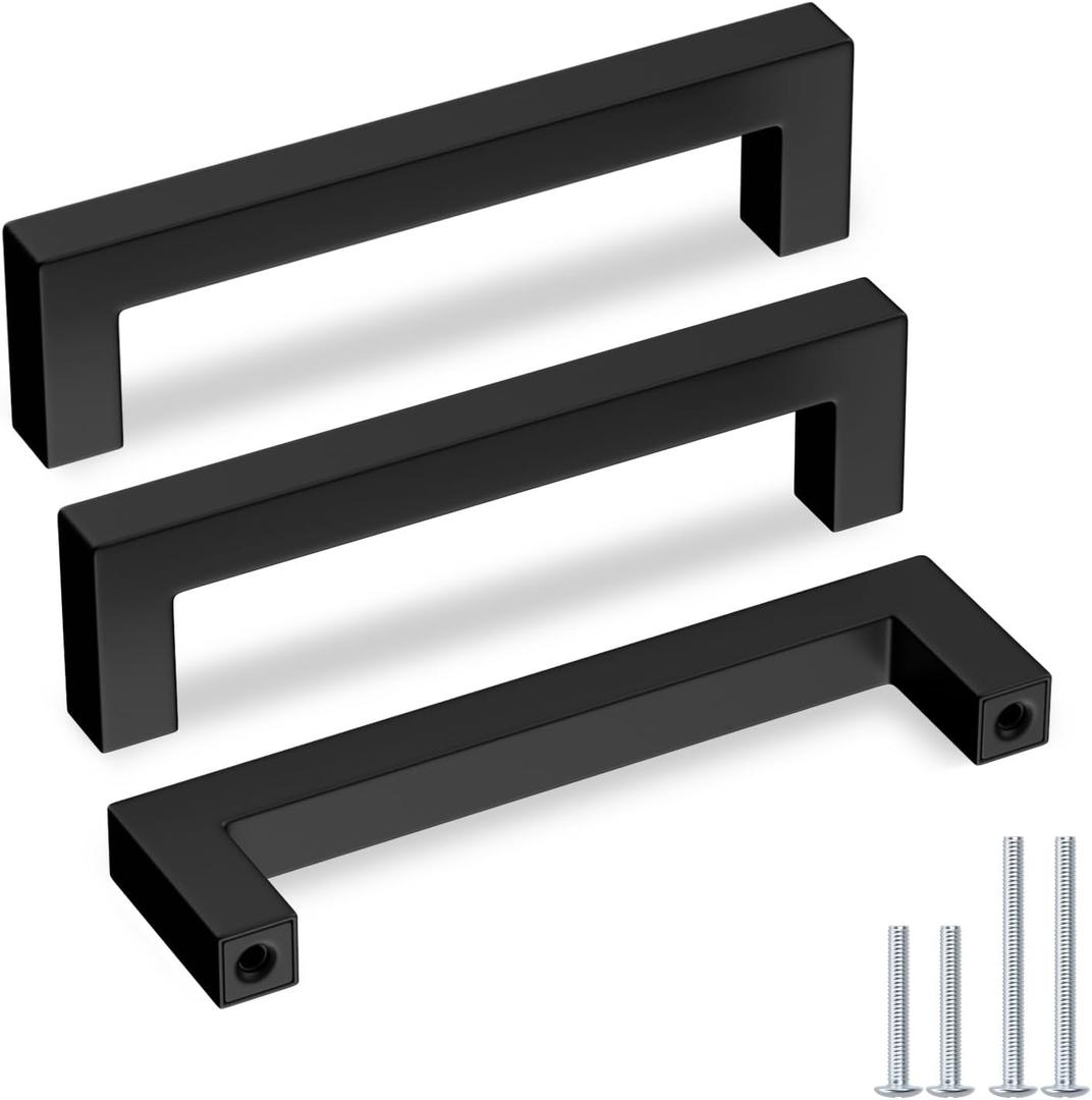 Goldenwarm 35 Pack Black Cabinet Pulls 5in Drawer Pulls Modern Kitchen Cabinet Handles Black Dresser Stainless Steel Hardware