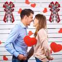 Hying Large Valentine's Day Bows for Wreath, Valentines Heart Wreath Bows Black Red Buffalo Plaid Bows Wedding Farmhouse Tree Bows Ornaments for Front Door Home Anniversary Valentines Decorations