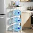 OYEAL Water Bottle Storage Holder 5 Gallon Drink Dispenser Stand with Table 3-Tier Heavy Duty Water Cooler Jug Rack Water Bottle Organizer for Kitchen, Office, Living Room, Rustic Grey