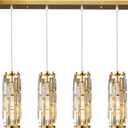 LMQNINE 4 Light Gold Pendant Lighting Modern Pendant Light, Mini Crystal Chandeliers,Adjustable Pendant Light Fixture for Kitchen Island Dinning Room Bedroom(Gold 4-Light)