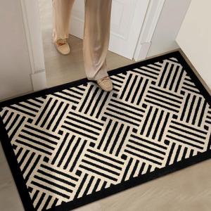 Door Mat Indoor Entrance, 30" x 60", Large Welcome Mat Outdoor, Non Slip Front Door Mat Entryway Mats, Rubber Floor Mats, Low-Profile Shoe Matt, Black