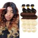 26 28 30 Inch Ombre Bundles Human Hair Body Wave Bundle T1B/4/613 Blonde 3 Bundles 300g/Pack Unprocessed Brazilian Virgin Hairs Double Weft Weaves Hair Extensions