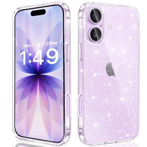 JJGoo Compatible with iPhone 17 Case Clear Glitter, Sparkle Soft TPU Transparent Shockproof Women Girls Slim Bling Sparkly Bumper Cover Phone Cases for iPhone 17