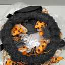 Halloween Wreath for Front Door 16" Tinsel Black Witch Wreath with Hat Legs and Orange Pumpkin for Fall Autumn Indoor Window Door Thanksgiving Halloween Decorations