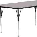 Flash Furniture Wren 22.5''W x 45''L Trapezoid Grey HP Laminate Activity Table - Standard Height Adjustable Legs