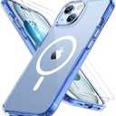 Miracase Magnetic for iPhone 13 Case 6.1 inch (Compatible with MagSafe)（with 2X Screen Protectors） Military-Grade Protection, Anti-Fingerprint Translucent Matte Phone Case Cover, Clear Blue