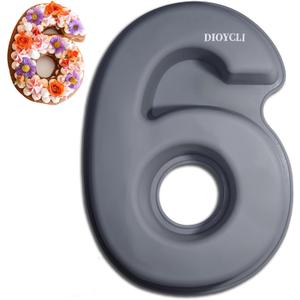 Dioycli Large Number Cake Pans for Baking 3D Cake Silicone Cake Mold DIY Personalized Cake Pan for Birthday and Wedding Anniversary Number 6 Cake Pan of 10 Inch