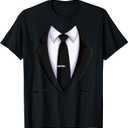 Black & White Suit Tie Tuxedo Bow Tie Funny Suit Men Costume T-Shirt Small