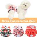 Reusable Dog Diapers Female 3 Pack Washable Premium Highly Absorbent Doggie Diapers, Flexible Puppy Diapers, Durable Leak-Proof Fruit Dog Diapers for Period Heat Incontinence Puppy Training, S