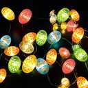 TURNMEON Easter String Lights Easter Decorations, 10 Ft 30 LED Egg Light Battery Operated Easter Lights Copper Wire Fairy Lights for Home Indoor Outdoor Decor Window Tree Party Hunt