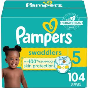 Pampers Baby Diapers - Swaddlers - Size 5, 104 Count, Ultra Absorbent Disposable Infant Diaper