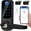 Smart Door Lock with Handle, Keyless Entry Digital Lock for Front/Interior Door,Fingerprint Exterior Locks, Electronic Deadbolt with Keypad,Biometric Door Knob,Smart Locks for Home, Apartment, Office