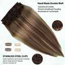 Human Hair Clip in Extensions Brown to Blonde Balayage Clip ins Extensions Remy Human Hair 16 Inch Clip on Extension Bleach Blonde Highlights Hair Extensions for Women Clip in 7Pcs 70g