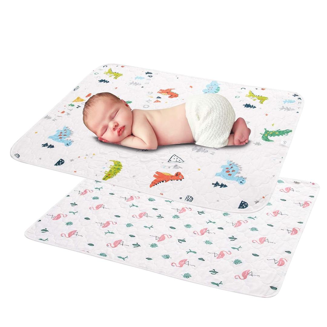 Baby Portable Diaper Changing Pad,Waterproof Changing Mat,Soft Comfortable,Foldable Travel Pad,Toddler Essentials Must Haves,Newborn Shower Gifts(2 Pcs-27"x35")
