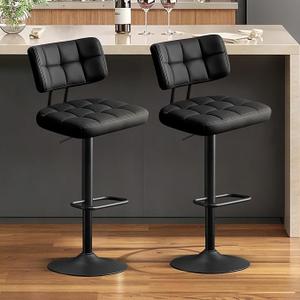 Furniliving Modern Bar Stools Set of 1 Faux Leather, Upholstered Swivel Barstools with Back, Adjustable Bar Chairs Counter Height for Kitchen Island, Dining Space, Black Furniliving Modern Bar Stools Set of 1 Faux Leather, Upholstered Swivel Barstools with Back, Adjustable Bar Chairs Counter Height for Kitchen Island, Dining Space, Black