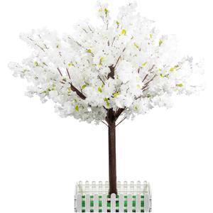 Artificial Cherry Blossom Tree - Handmade White Fake Cherry Blossom Tree Centerpieces for Wedding Party Christmas Garden Indoor & Outdoor 3ft