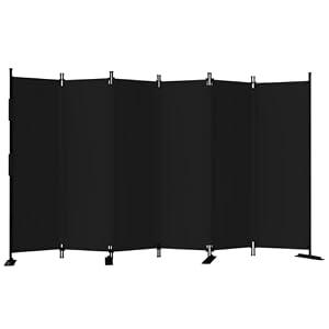Phonjoroo Room Divider, 6 Panel Upgraded Folding Privacy Screen, 132” Highly Secretive Separation with 4 Metal Feet, Partition Screen, Lightweight Freestanding Wall Divider Bedroom (Black)