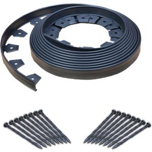 EasyFlex No-Dig Landscape Edging with Anchoring Spikes, 1.5 in. Tall Straight Top Plastic Garden Border, 40 Foot Kit, Black