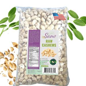 SANO West African Premium Raw Cashew Nuts 32oz (2lb) 100% Natural Unsalted Raw Unroasted Cashews | Non-GMO Cashew Nuts | Whole Cashews Unsalted for Snacking, Cooking & Vegan Recipes (EXP 02/16/26)