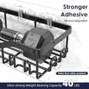 Shower Caddy Adhesive Shower Organizer 7-Pack, Rustproof Stainless Steel Bathroom Shelves, Large Capacity No-Drill Rack Storage Accessories with Soap Dish Toothbrush Holder &24 Hooks Home Decor (Black)