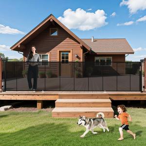 236" Retractable Baby Gates Dog Gate Extra Wide, 42" Tall Child Pet Safety Gate with Reinforced Strips for Stairs, Long Mesh Garage Gates Fence for Outdoor Indoor Large Openings Driveway Decks Patio (Black)