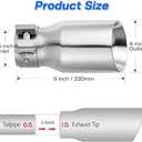 2.5 Inch Stainless Steel Exhaust Tip, 2.5" Inlet to 4" Inch Outlet, 9"/230mm Long Polished Clamp on Exhaust Tailpipe Tip, Double Wall & Slant Cut Exhaust Finish Tailpipe with Clamp