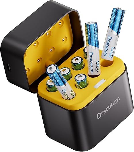 AAA Rechargeable Batteries with Charger, 8 Pack 1300mWh High Capacity 1.5V Rechargeable AAA Batteries Lithium, 2000 Cycles Long-Lasting Li-ion Triple a Battery
