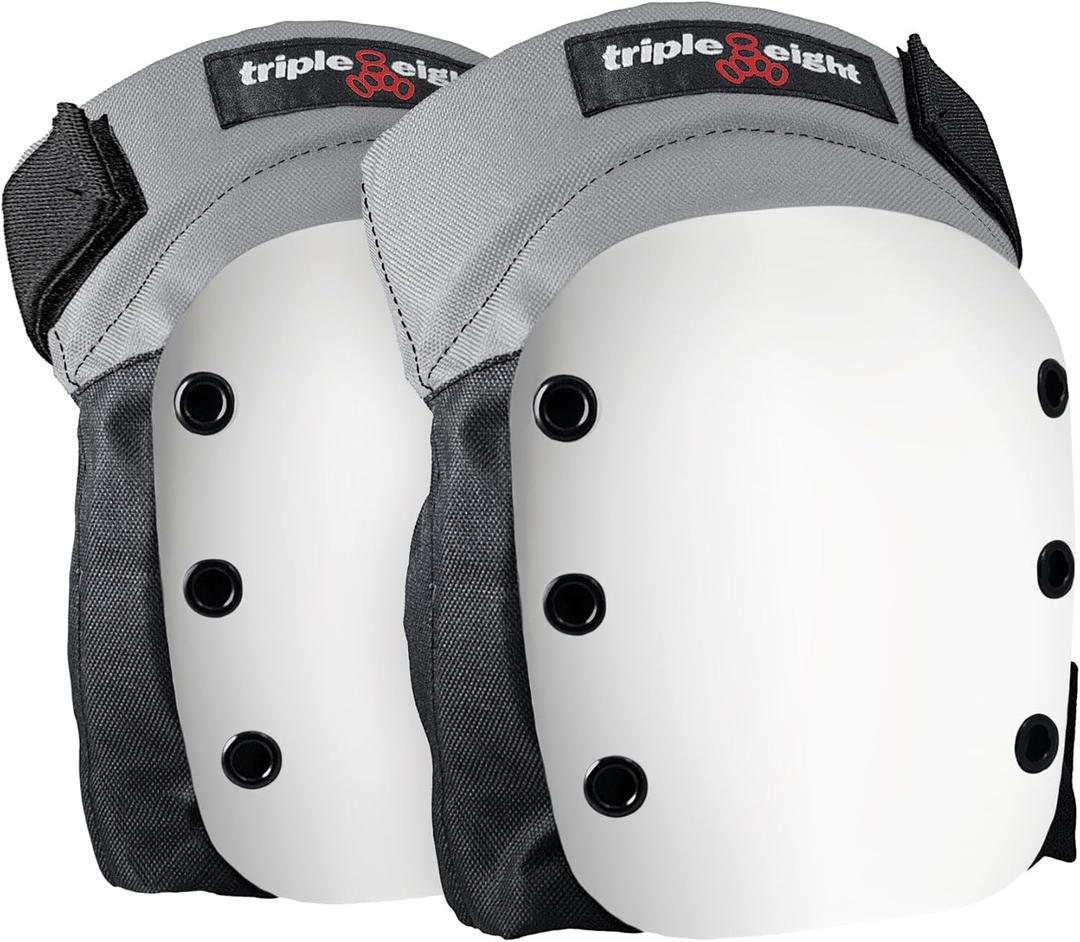 Triple Eight Street Knee Pads for Skateboarding and Roller Derby with Adjustable Straps (1 Pair) (Medium, Gray/White)