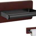 2 x Rustic Toilet Paper Holder Wall Mount - 6.69"x2.95" Solid Wood Bathroom Tissue Paper Roll Hoder with 5.7" Stainless Steel Rod, Farmhouse Paper Towel Holder for Small Space