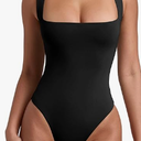 REORIA Butsmooth® Women’s Sexy Sleeveless Square Neck Double Lined Basic Bodysuit Tank Tops M