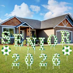 Amyhill 12 Pcs Soccer Yard Signs 2026 Senior Night Decorations, Senior 2026 Yard Sign with Stakes, Graduation Outdoor Lawn Decorations for Graduation Sport Theme Party